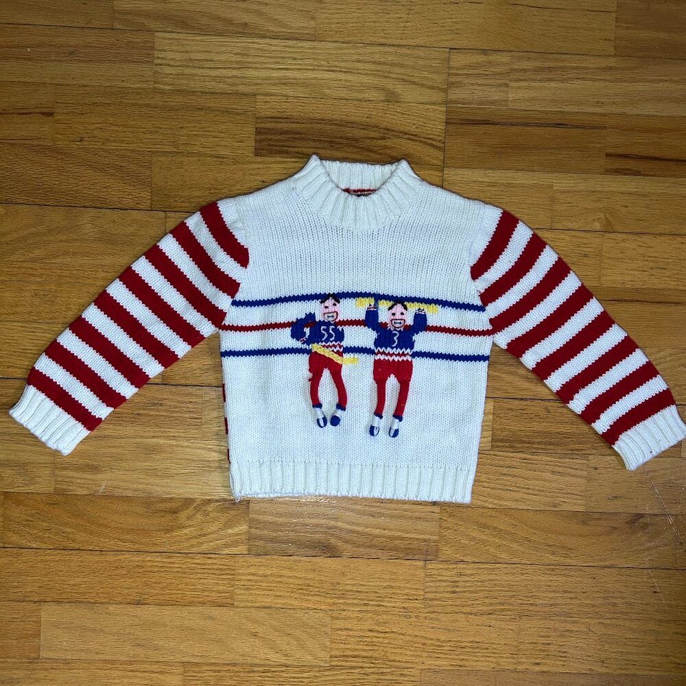 Vintage knit 3T Popsicle sweater with 3D Gymnast details Red/White Stripes